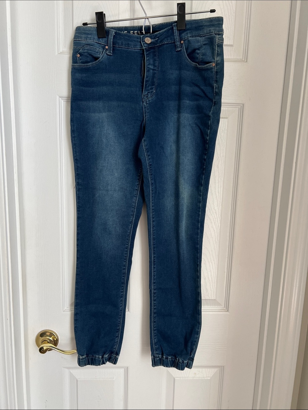 Laurie Felt Dark Blue Stretch Jogger with Elastic Cuffs